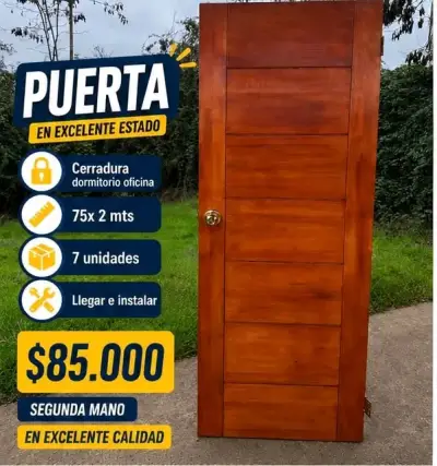 Puerta de madera con cerradura digital en excelente estado - miniatura 1