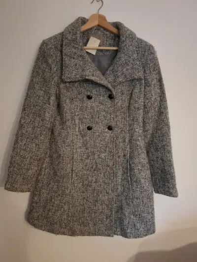 Abrigo de lana gris para mujer - miniatura 2