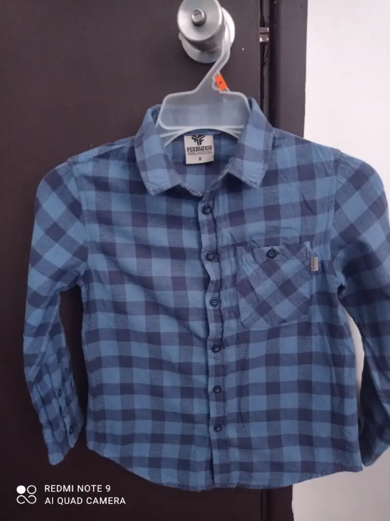 Camisa a cuadros azul para niño Federation