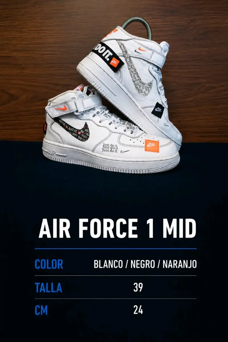 Zapatillas Nike Air Force 1 Mid Blancas Talla 39 - 1