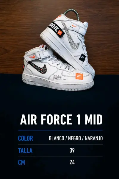 Zapatillas Nike Air Force 1 Mid Blancas Talla 39 - miniatura 1