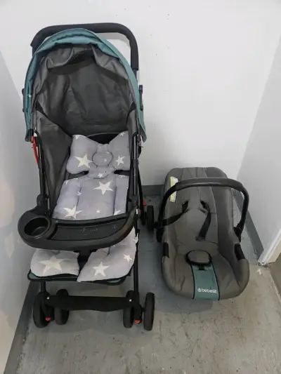 Coche y silla de auto Bebesit gris con estrellas - miniatura 1