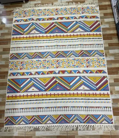 Alfombra Lino  multicolor con flecos - miniatura 1