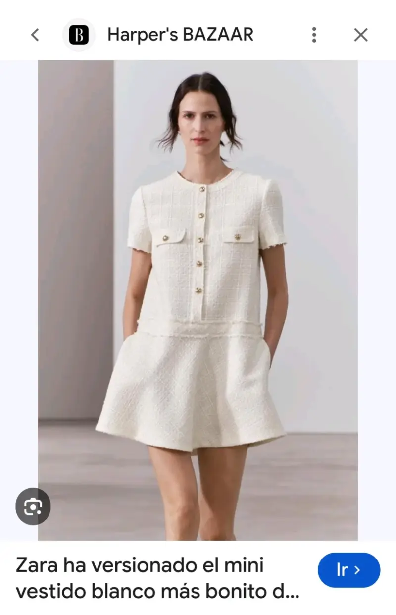Vestido Zara blanco tipo Chanel NUEVO - 2