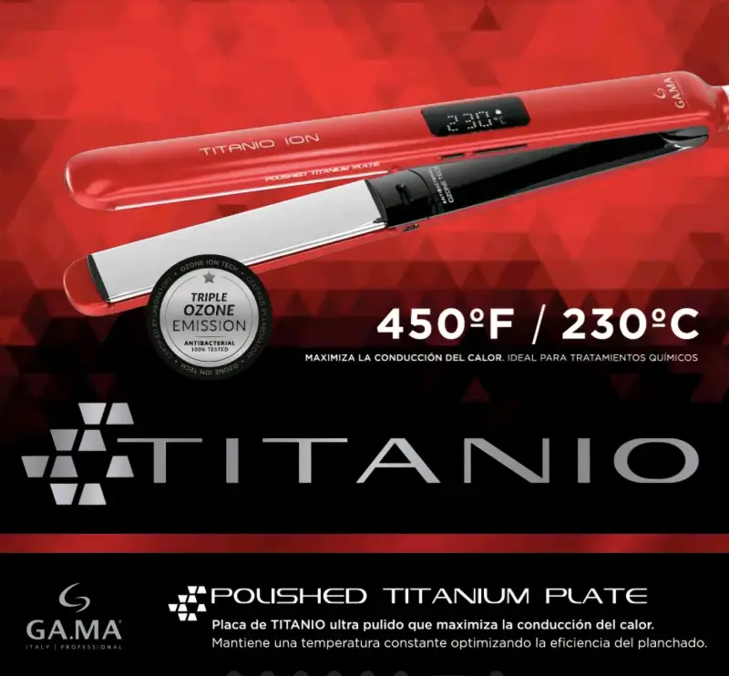 Plancha de Pelo Gama Titanio Ion Roja - 2