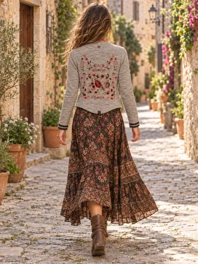 Chaqueta de punto gris con detalles bordados - miniatura 2
