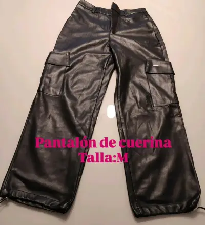 Pantalón de cuerina negro talla M - miniatura 1
