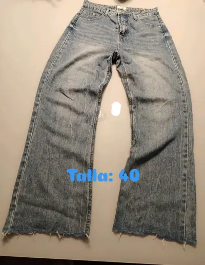 Jeans anchos de mezclilla talla 40 - miniatura 1
