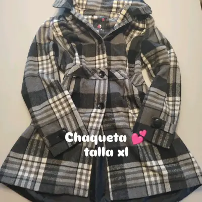 Chaqueta de cuadros con capucha talla XL - miniatura 1