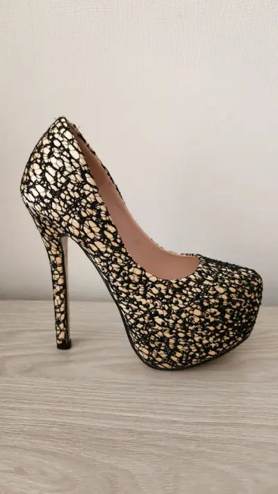 Zapatos G&M Beige Talla 36 Cuero Genuino Taco 14 - miniatura 6