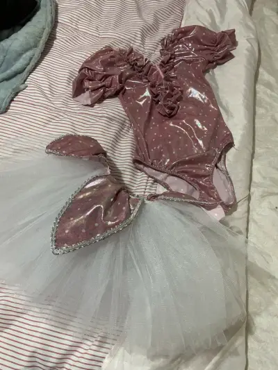 Traje de ballet  infantil rosa con tutu talla 8 - miniatura 1