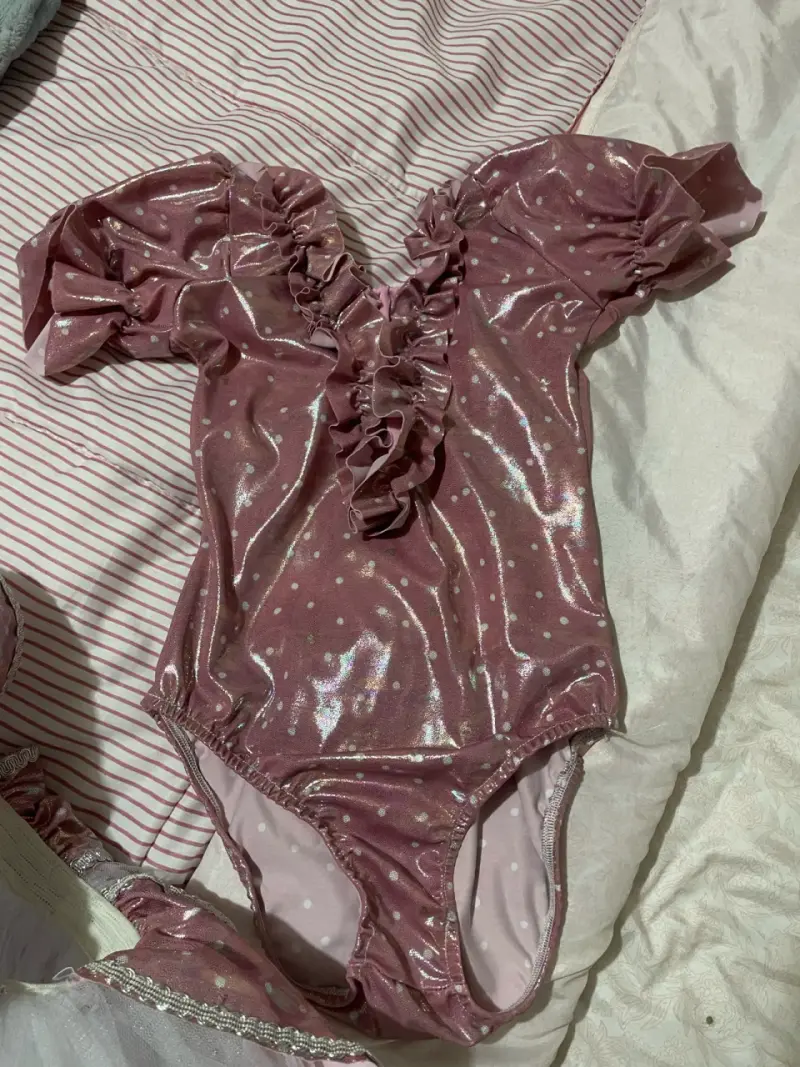 Traje de ballet  infantil rosa con tutu talla 8 - 2