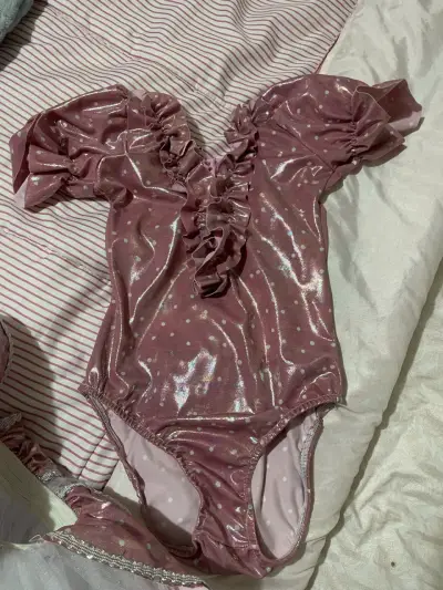 Traje de ballet  infantil rosa con tutu talla 8 - miniatura 2