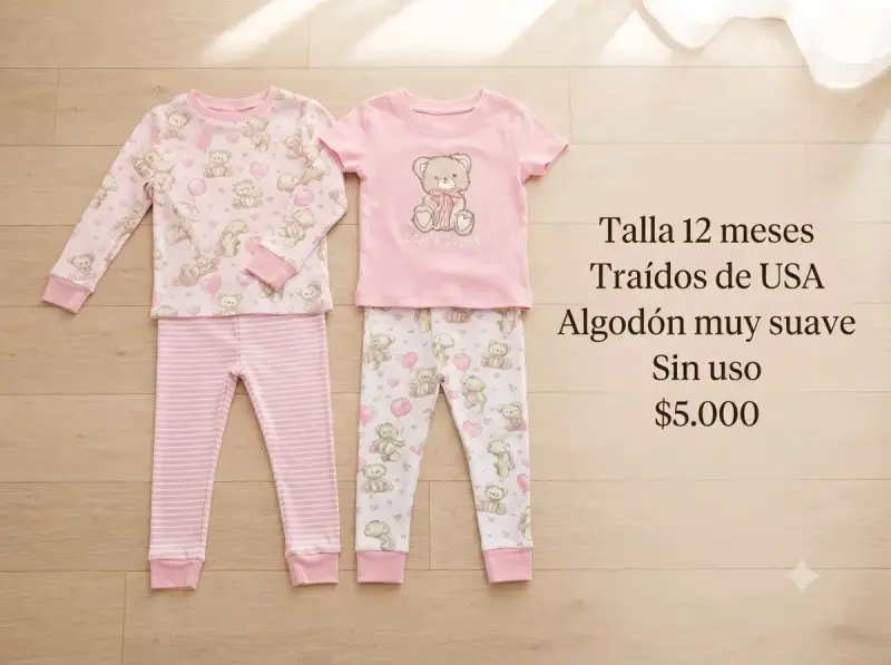 Conjunto de pijamas para bebé 12 meses algodón suave