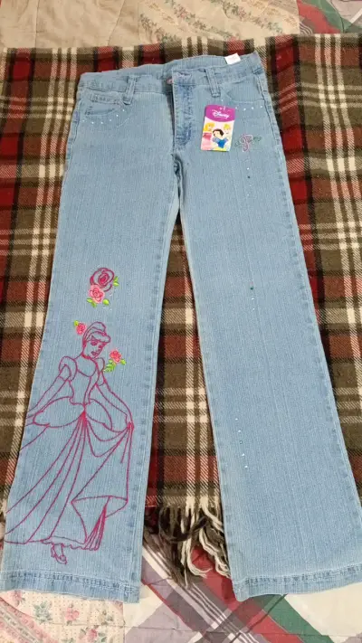 Jeans de niña Disney con diseño de princesa - miniatura 1
