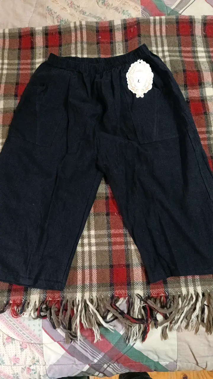 Pantalones de lino azul marino talla L - 1