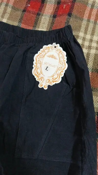 Pantalones de lino azul marino talla L - miniatura 2