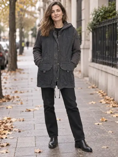 Chaqueta con capucha gris - miniatura 1