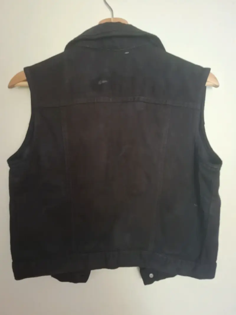 Chaqueta de mezclilla sin mangas negro - 3