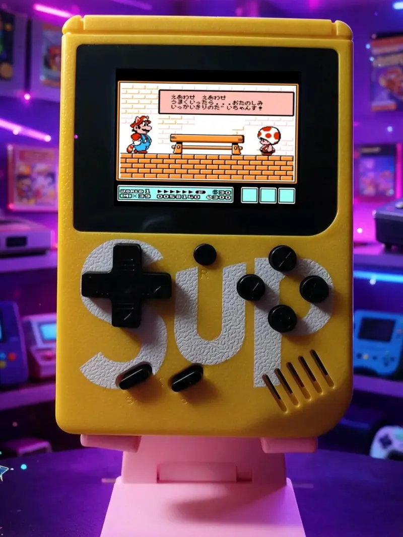 Consola portátil retro SUP amarilla