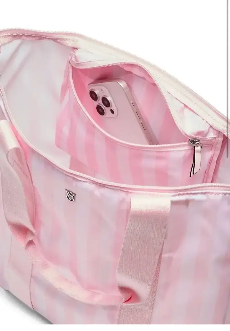 Bolso de playa Victoria's Secret rayado rosado - 1