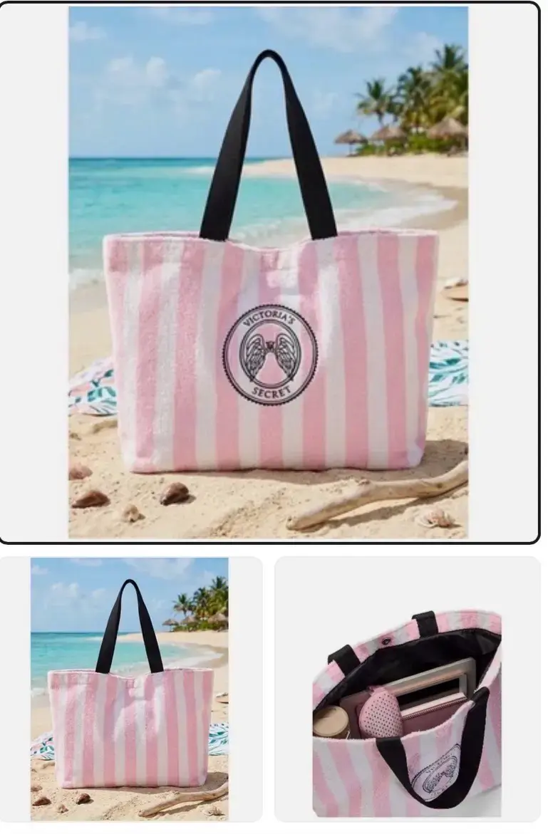 Bolso de playa Victoria's Secret rayado rosado - 2