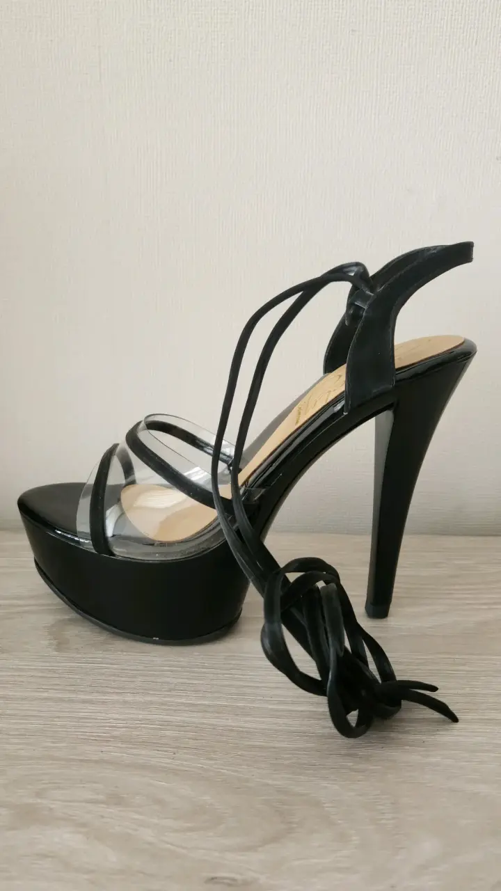 Sandalias Negras Plataforma Lace-Up Talla 37 - 2