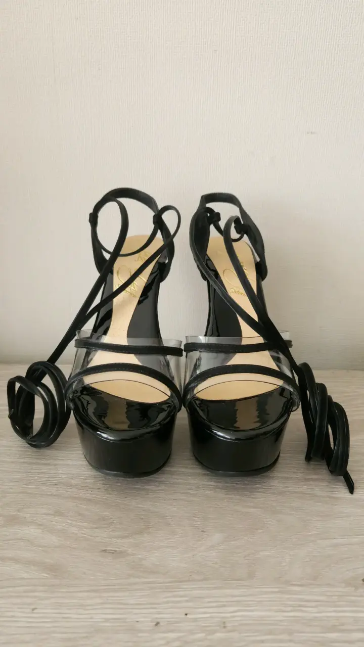 Sandalias Negras Plataforma Lace-Up Talla 37 - 5