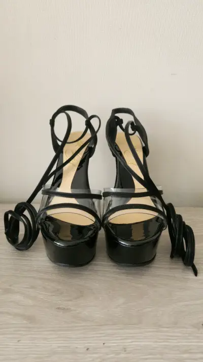 Sandalias Negras Plataforma Lace-Up Talla 37 - miniatura 5