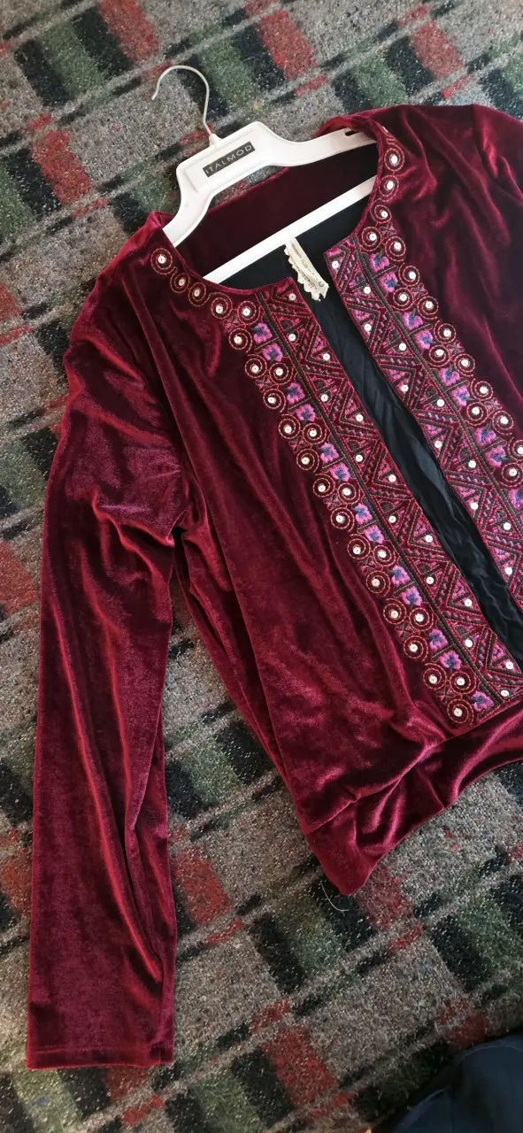 Chaqueta bordada roja de terciopelo University Clu - 4