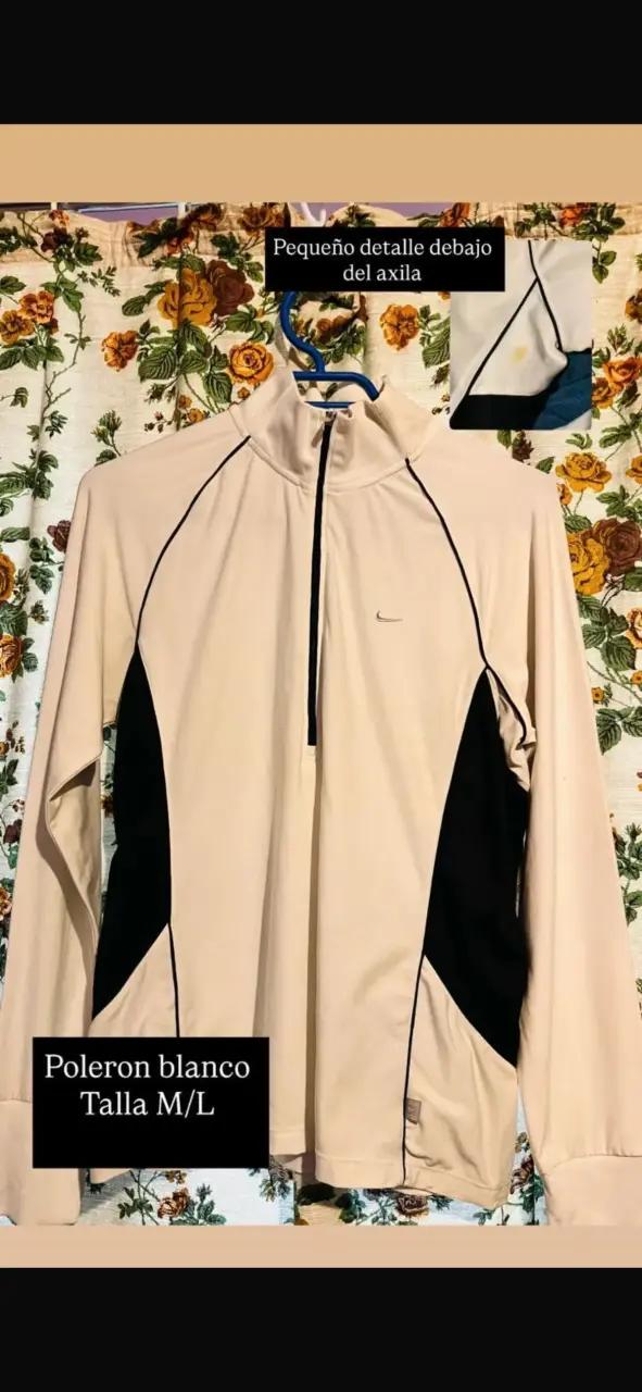 Polerón blanco con detalle negro talla M/L