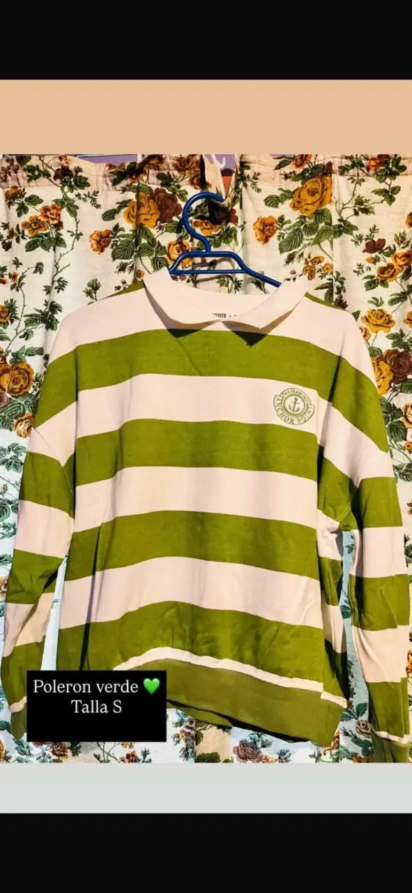 Polerón a rayas verde y blanco talla S