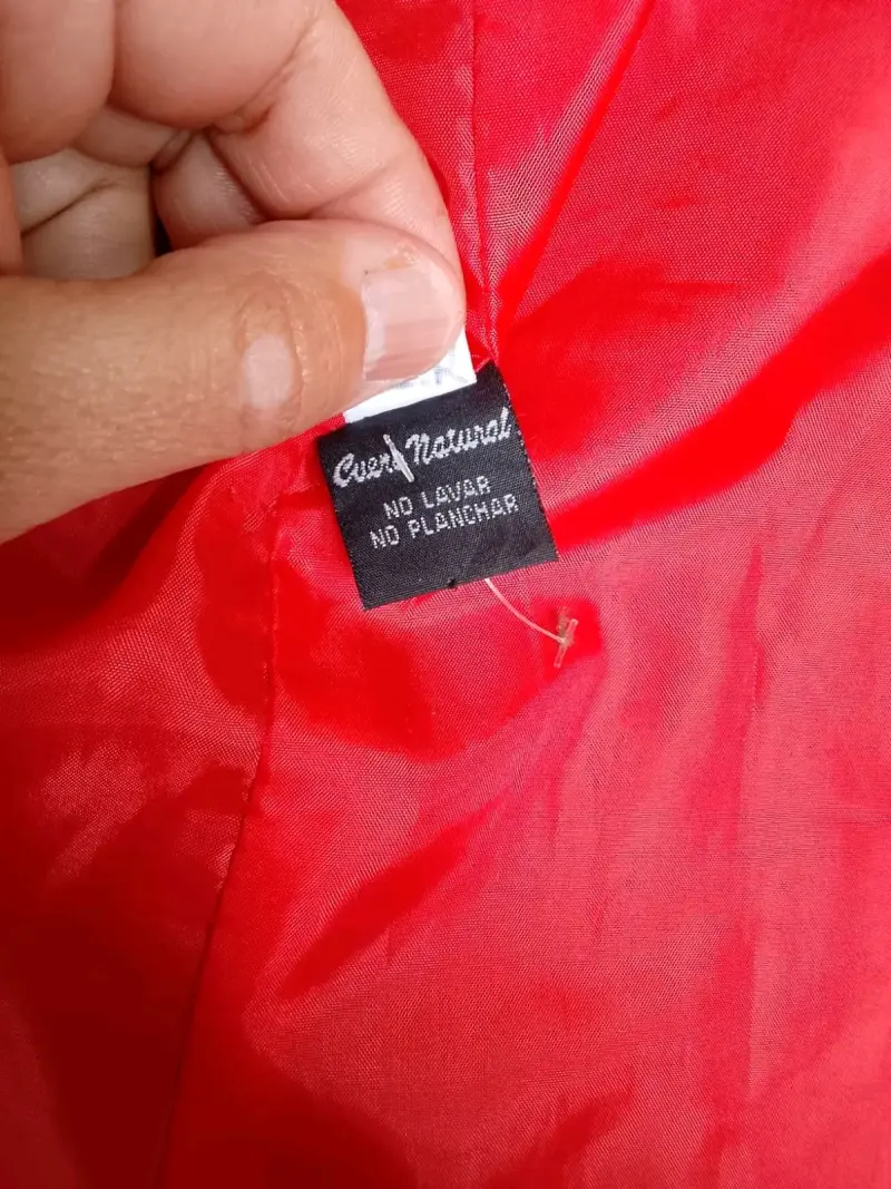 Chaqueta de cuero natural roja para mujer - 6