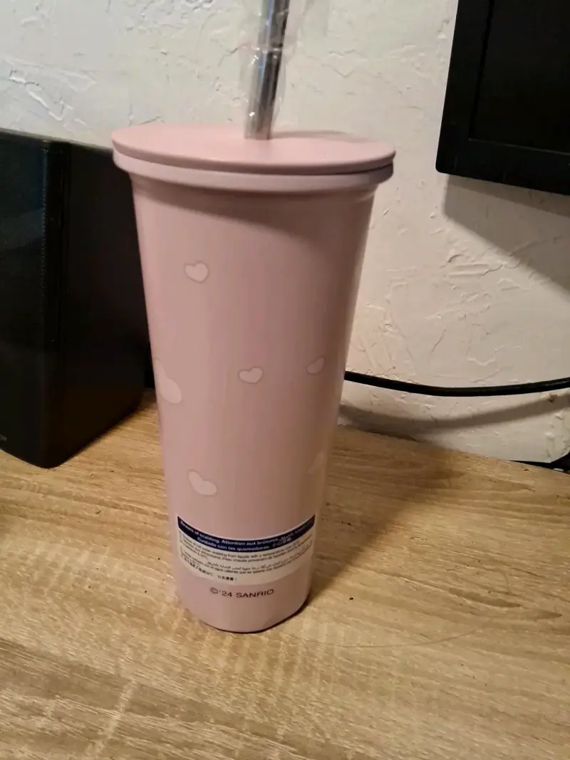 Vaso Tumbler My Melody Sanrio Rosado con Bombilla - 3