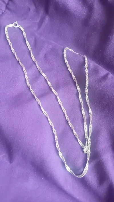 Cadena de plata trenzada 60 cm - miniatura 1