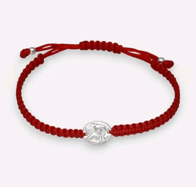 Pulsera roja ajustable con dije de plata - 2