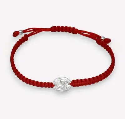 Pulsera roja ajustable con dije de plata - miniatura 2