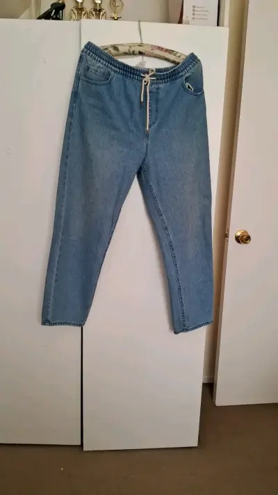 Jeans de mezclilla azul con cintura elástica - miniatura 1