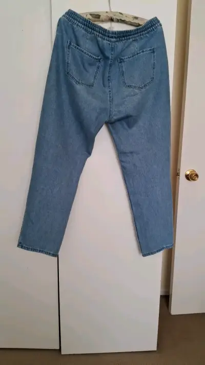 Jeans de mezclilla azul con cintura elástica - miniatura 2