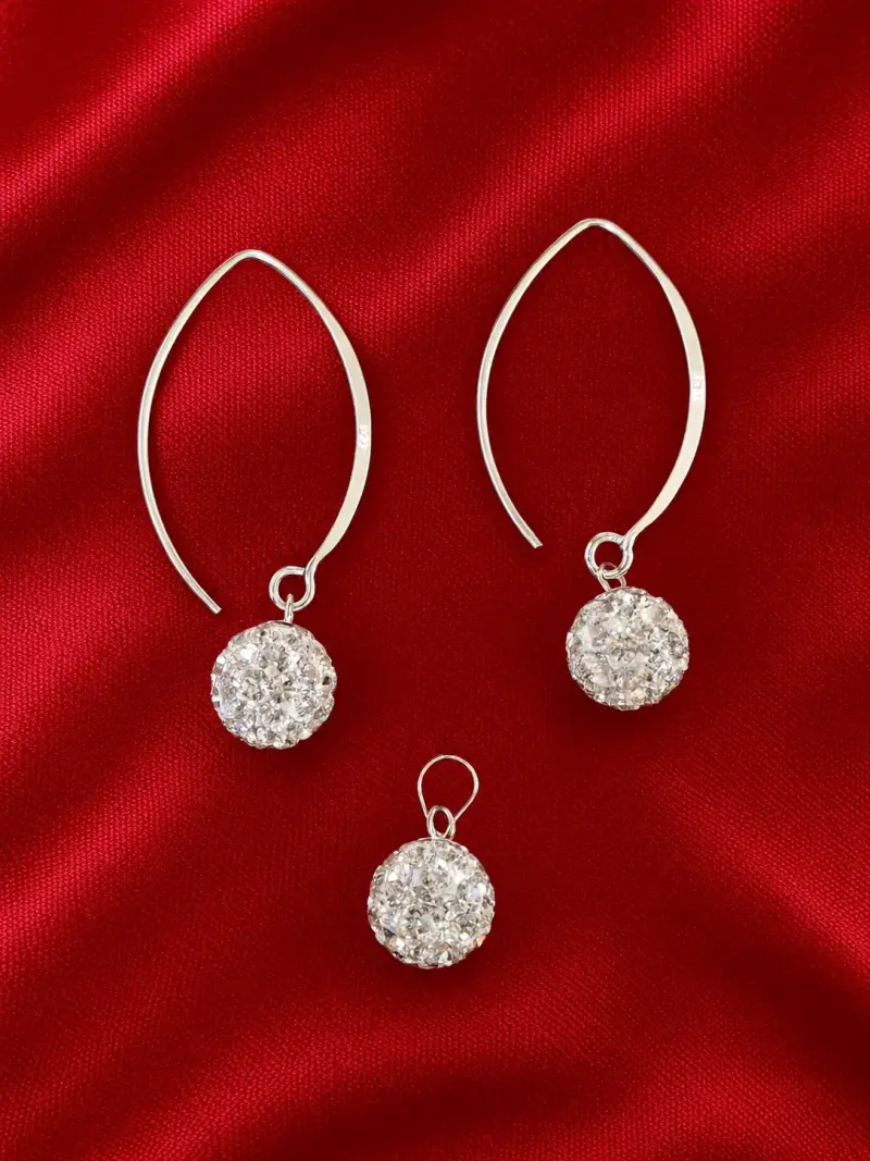 Set de aros y colgante de plata con cristales - 1
