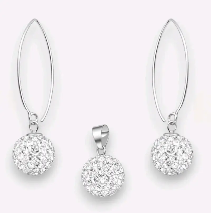 Set de aros y colgante de plata con cristales - 2