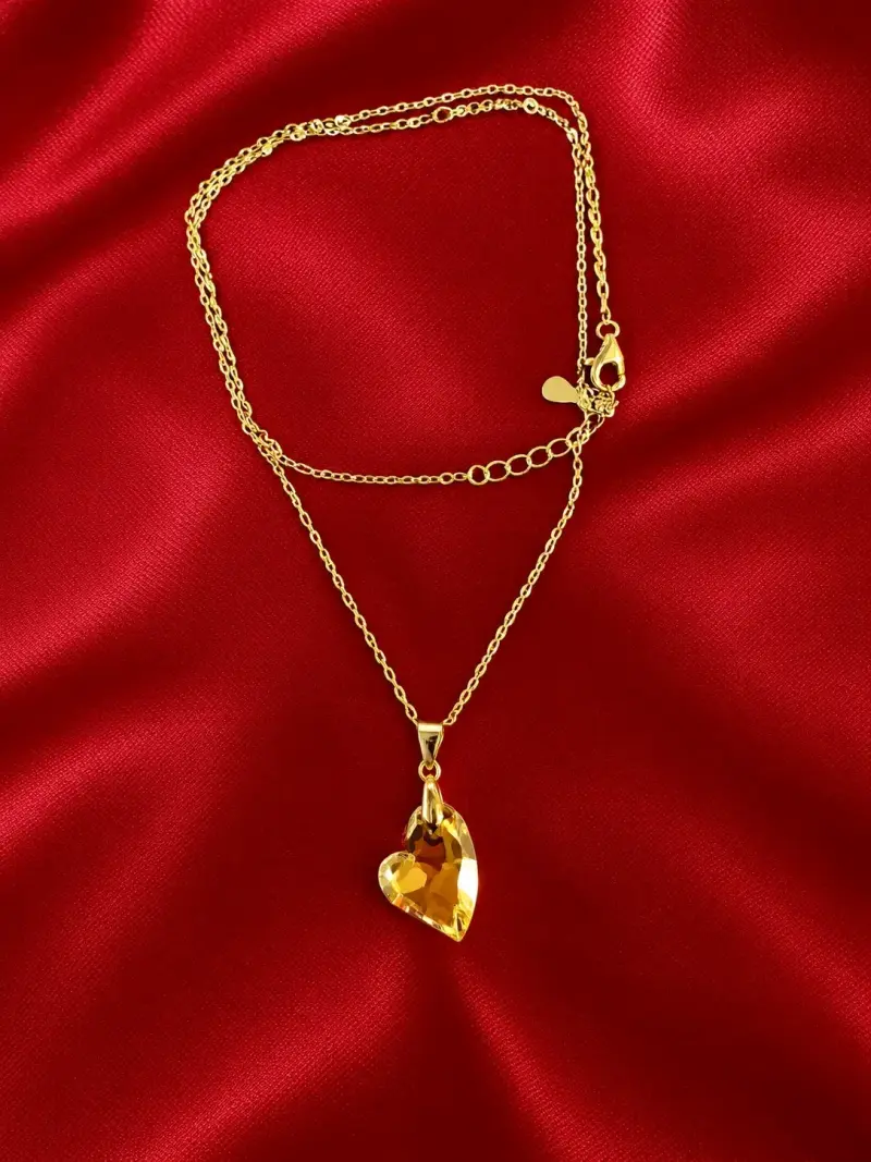 Collar de Corazón de Cristal Dorado - 1