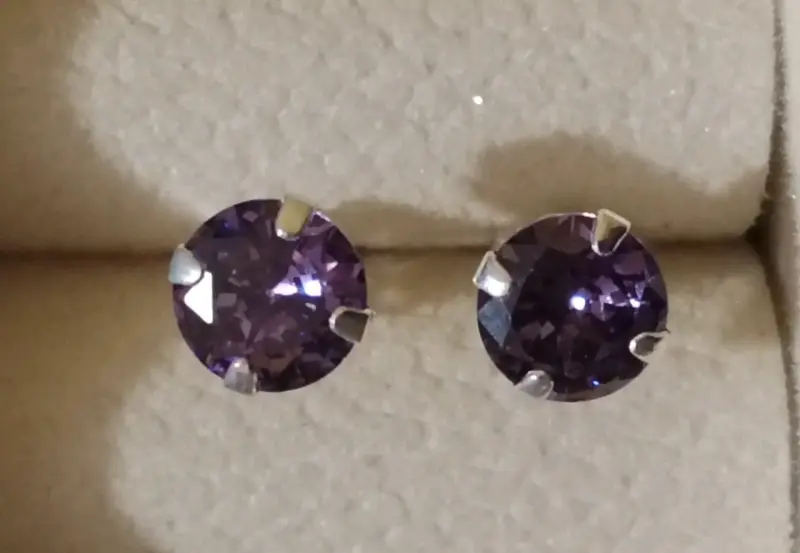 Aros de plata con piedras moradas - 2