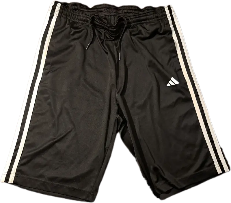 Shorts deportivos negros con franjas blancas Adidas