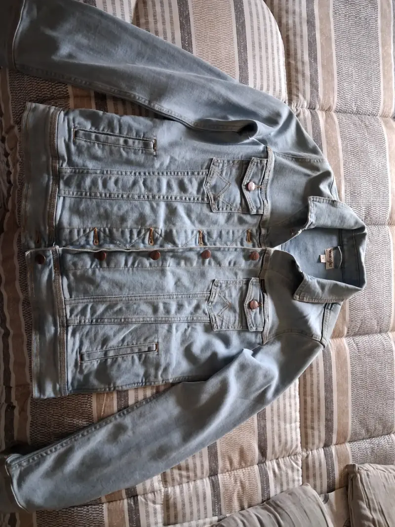 Chaqueta de mezclilla azul claro mujer - 1