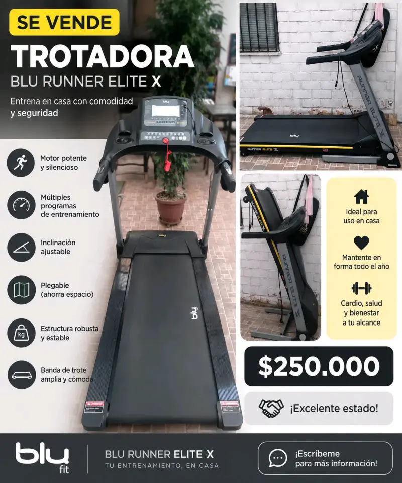 Trotadora Blu Runner Elite X en excelente estado - 1