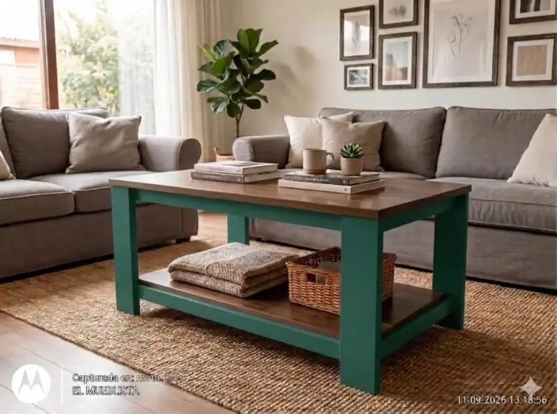 Mesa de centro de madera con estante inferior - 3