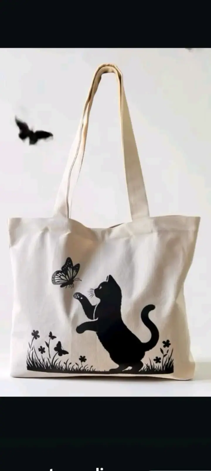 Bolso de lona con diseño de gato - 1