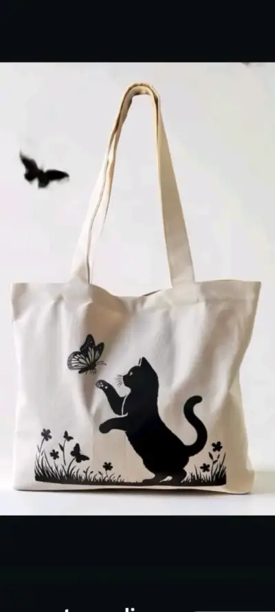 Bolso de lona con diseño de gato - miniatura 1