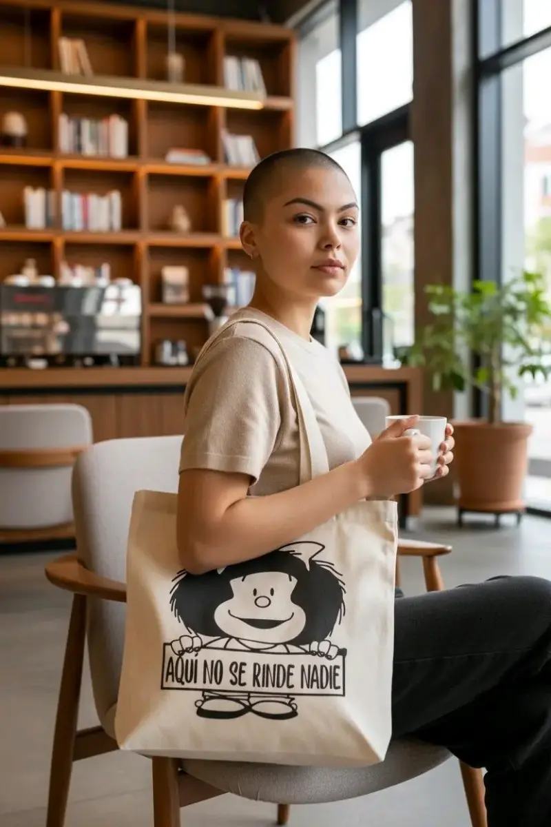Bolso de lona con diseño de gato - 5